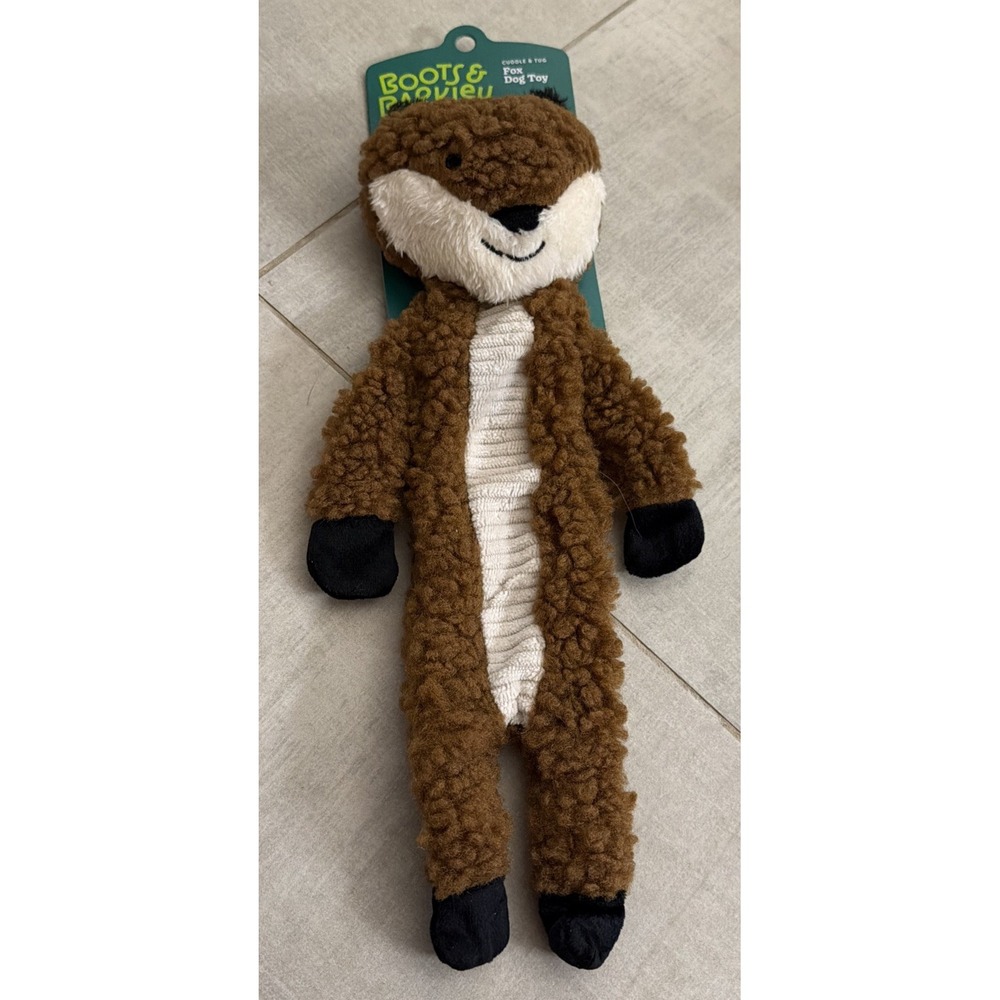 Boots & Barkley 15" Fox Cuddle & Tug Dog Toy Crinkle Squeak NWT For Nibblers